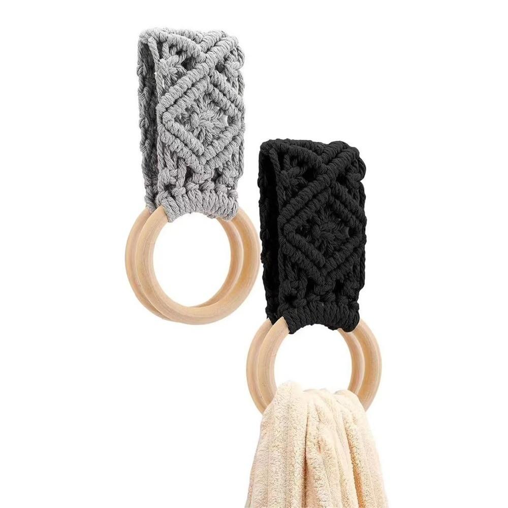 Cotton Rope Macrame Towel Holder Wooden Ring Towel Ring Holder New Wall Towel Rack  Bathroom