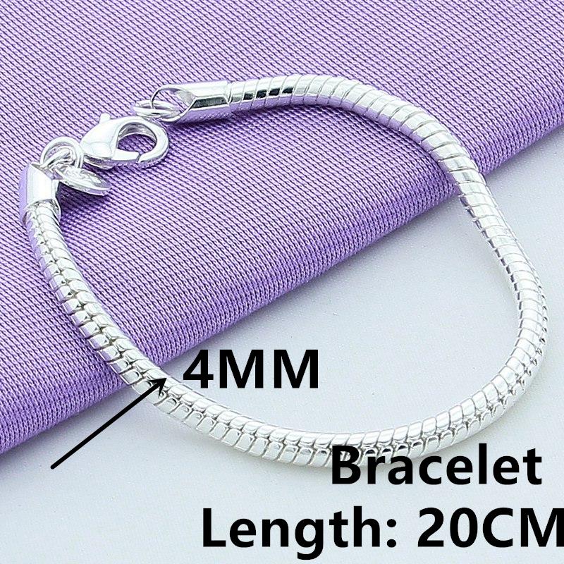 

Hot Selling Genuine 100% 925 Sterling Silver 3/4mm Snake Chain Bracelet and Bracelet Women Luxury Bracelet Jewelry 20cm 20cm