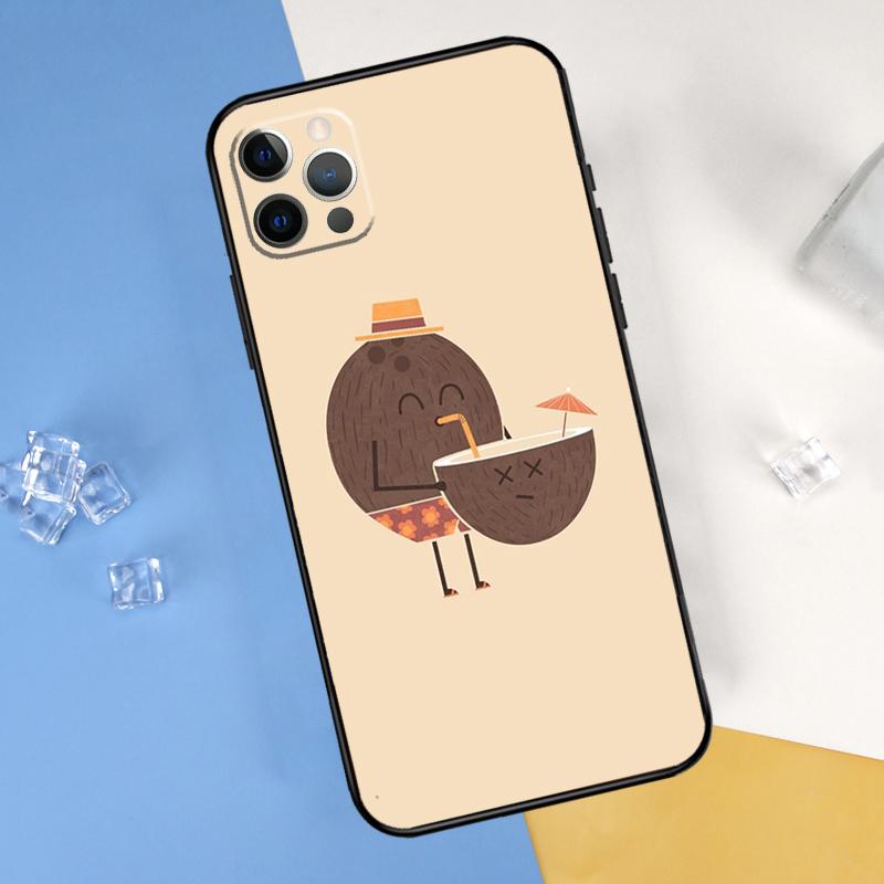 Summer Fruit Coconut Phone Case For iPhone 16 Pro Max 13 12 Mini 11 14 15 Pro Max XR 16 15 Plus 16e Cover Shell