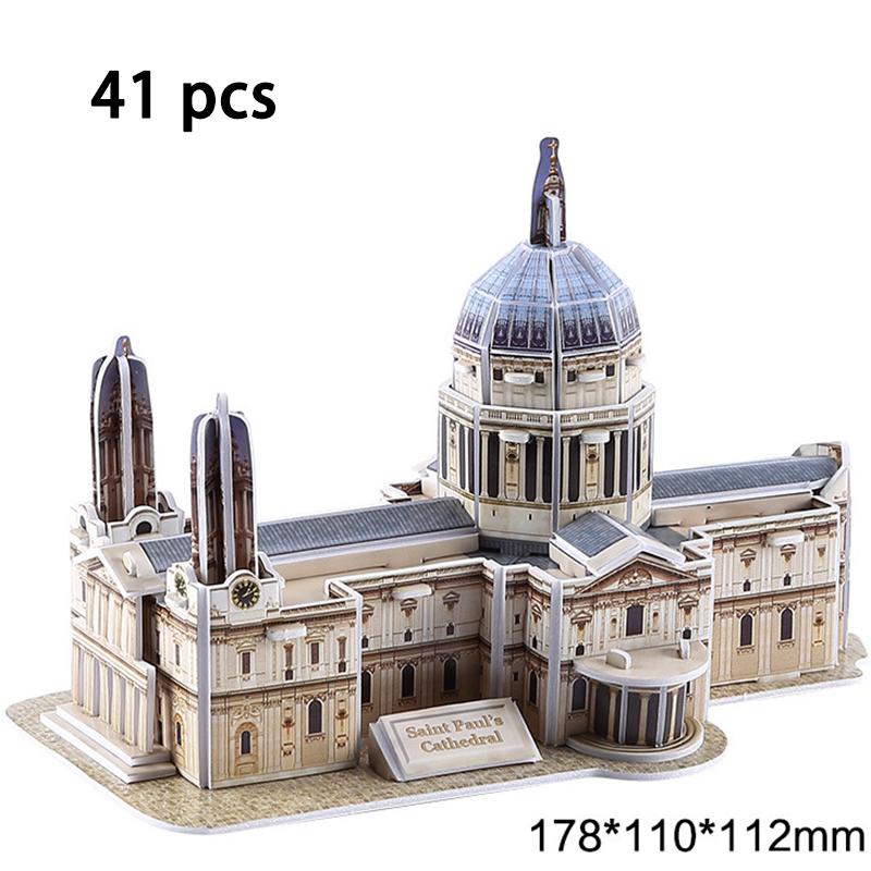 Bastel Architektur 3D Pappe Puzzle Spielzeug Notre Dame de Paris Eiffelturm Basilius-Kathedrale Weltberühmtes Architekturmodell Spielzeug