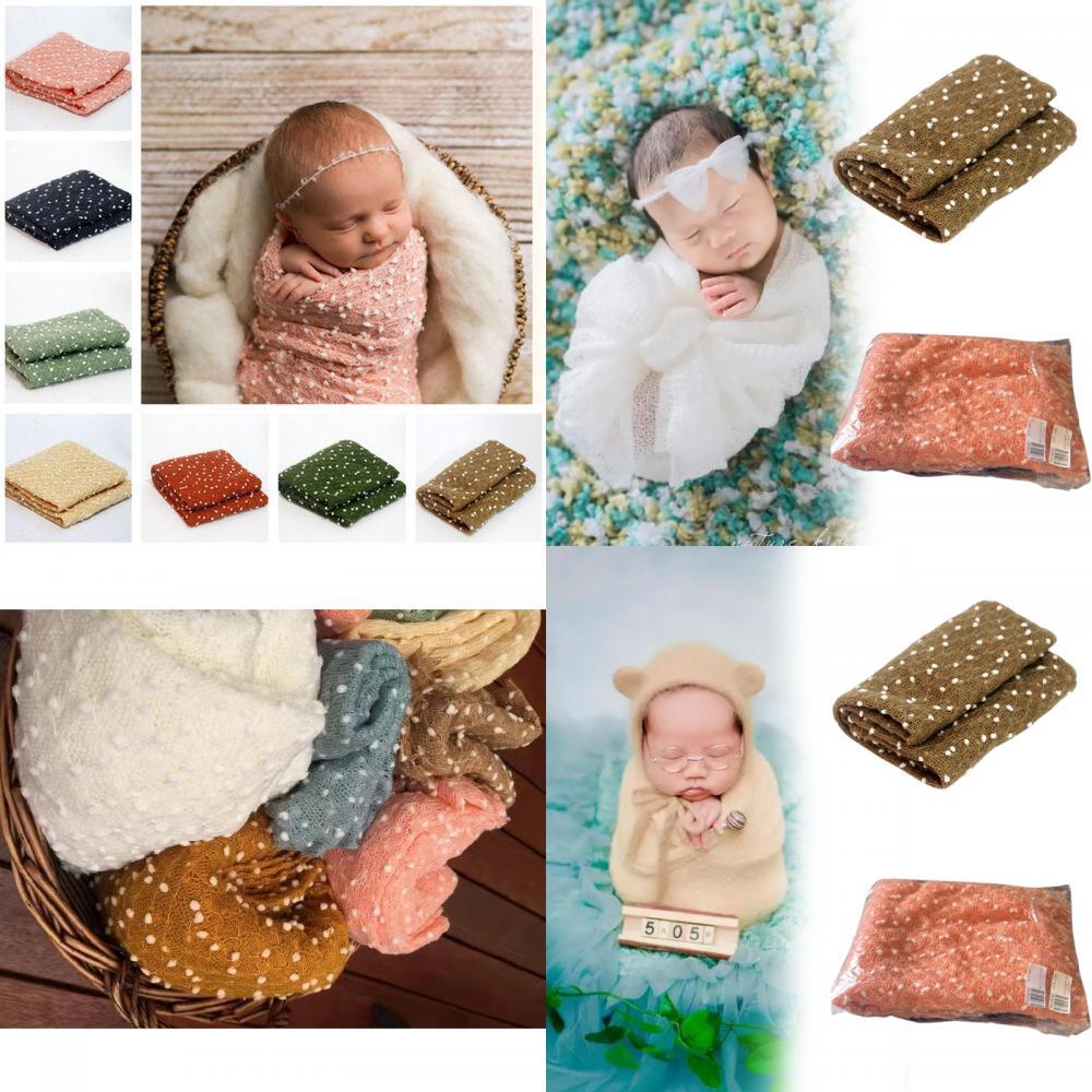 Newborn Photography Wrap And Blanket Gift Set European Style Cotton Blend Comfortable For Babies