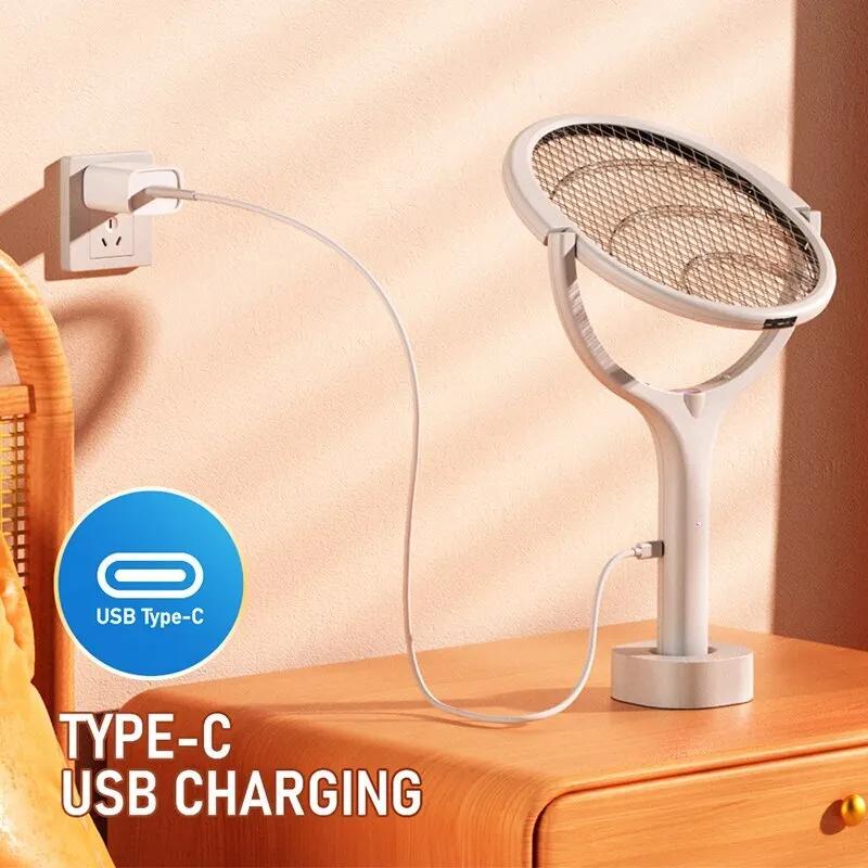 90 Degree Rotatable Mosquito Killer Lamp Electric Shocker UV Light Bug Zapper Trap Flies Summer USB Fly Swatter Rechargeable