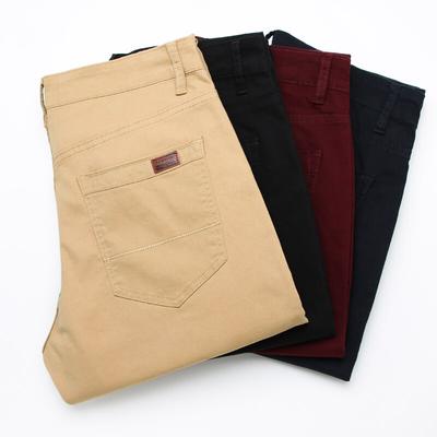 Plus Size Men's Khaki Casual Pants Business Twill Cotton Regular Trousers Male Brand