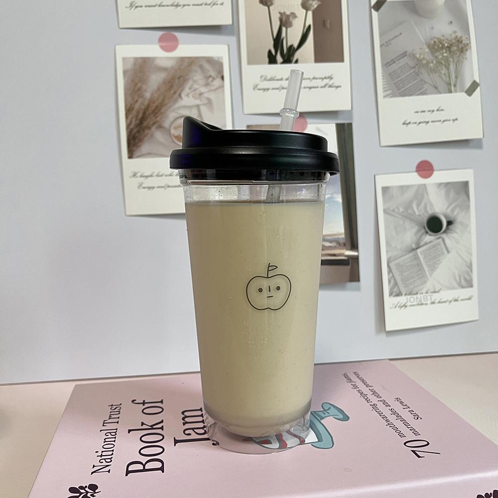 Koreański Prosty Kubek na Iced Americano Tritan Plastikowa Butelka na Wodę Dla Kobiet Przezroczysty Kubek do Kawy Biuro Mleko Herbata Matcha Napój