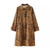 Spring and Autumn New Women's Fashion Leopard Print Coat Long Sleeves Hidden Buckle Lapel Overcoat Pocket Vintage Street Windbreaker