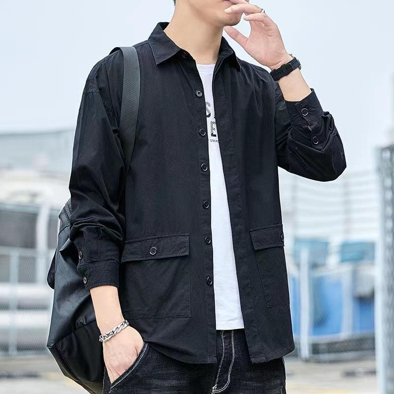 Men S Cotton Long Sleeve Casual Loose Work Shirt