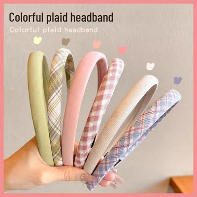 Colorful Non-Slip Plaid Headband for Little Girls - Comfortable and Cute