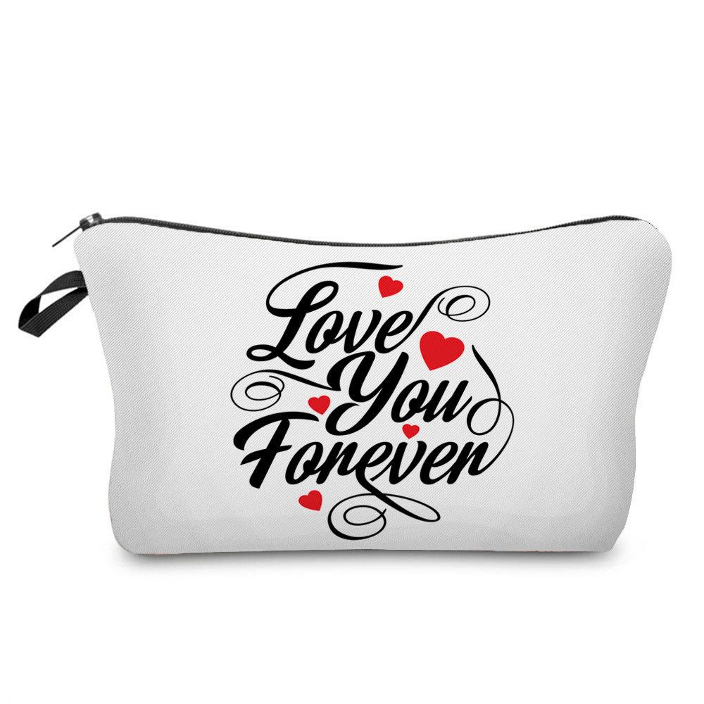 Women Love Print Cosmetic Bag Toiletries Organize Travel Storage Case  6385