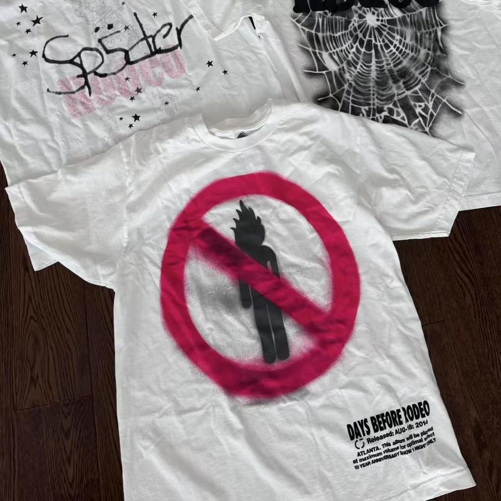 Travis Scott FW24 English Print Crew Neck Unisex T-Shirt