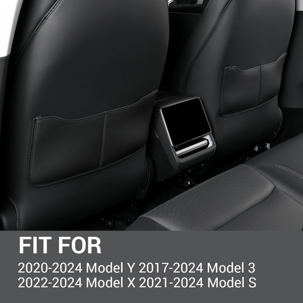 Upgrade Leather Seat Protector For Tesla Model Y/3/S/X Back Seat Cover Kids Kick Mats Waterproof Pet Protect Covers 2PCS