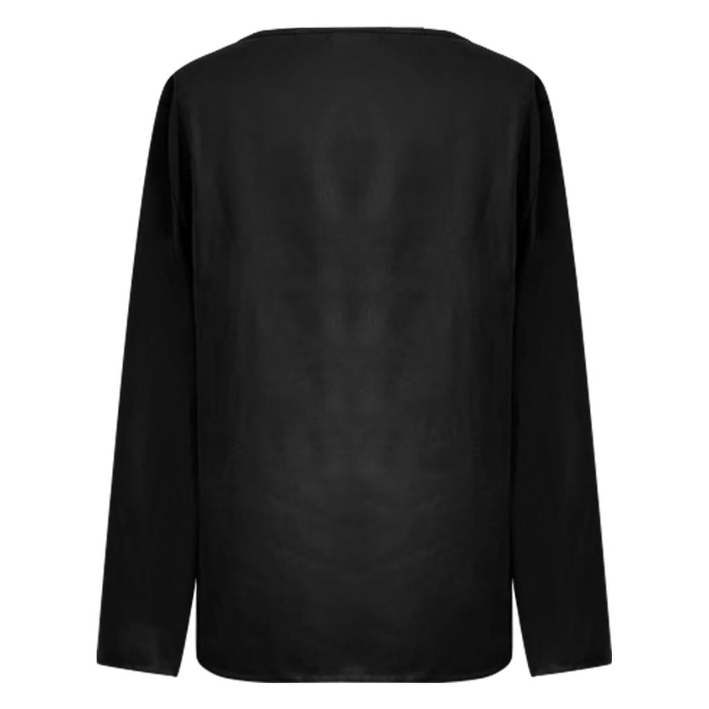 Women's Solid Color Casual Top Round Neck Long Sleeved Loose Pullover Top