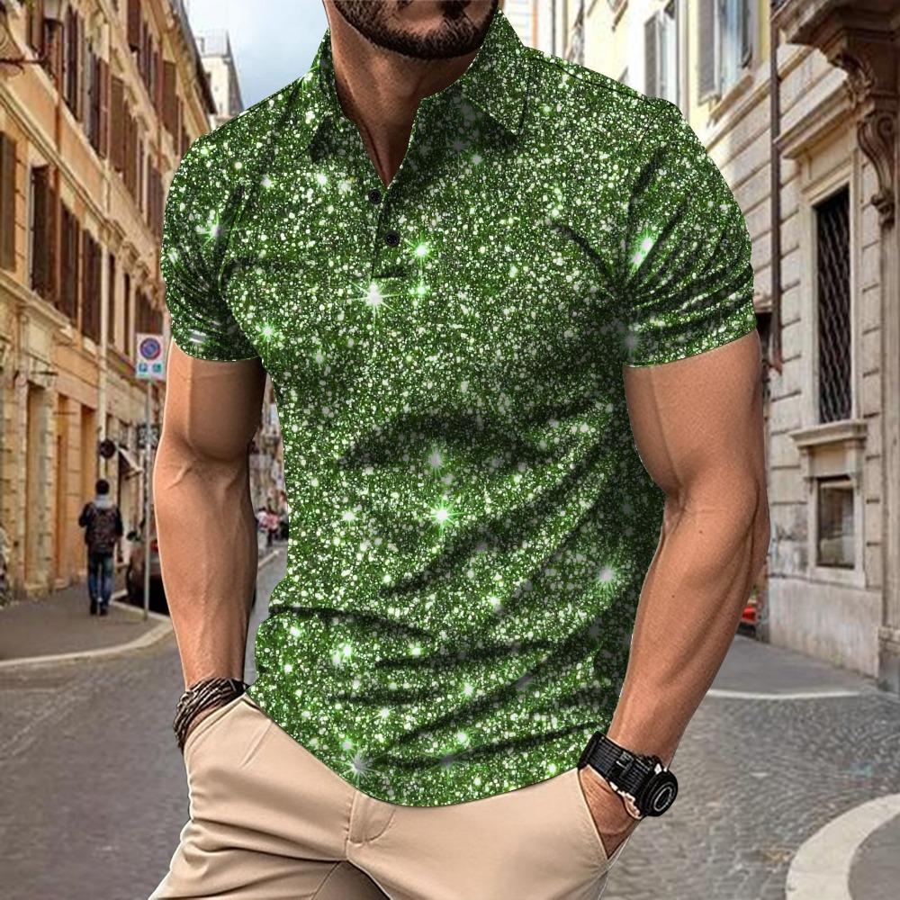 Maglietta casual da uomo POLO con bottoni e stampa Top