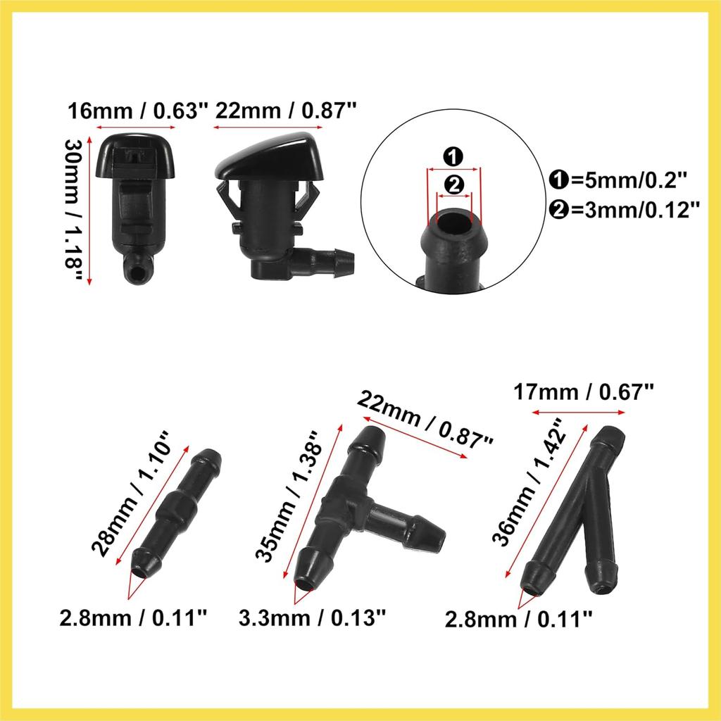 Front Windshield Washer Nozzles Kit for Ford Focus 2.2 Meters Windshield Washer Hose with 3pcs Connectors Replaces 8S4Z17603AA Benefit