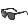 Trendy Small Sunglasses Mosaic Pixel Glasses Novelty Gift 709 (Lenses Color: Green, Size: One Size)