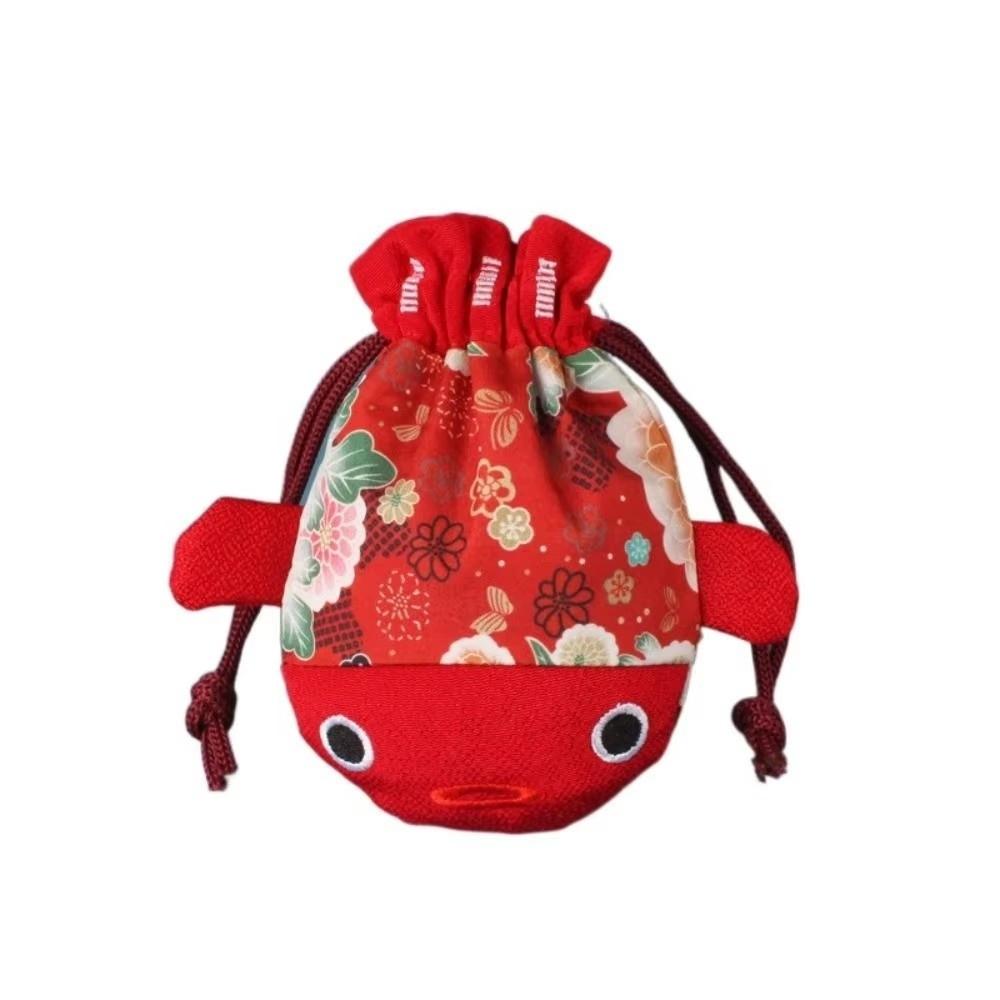 

Cartoon Animal Drawstring Bag Large Capacity Canvas Gold Fish Shape Storage Bag Japanese Style Long Tail Wedding Candy Bag