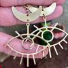 Bohemian Moon Eye Brass Earrings