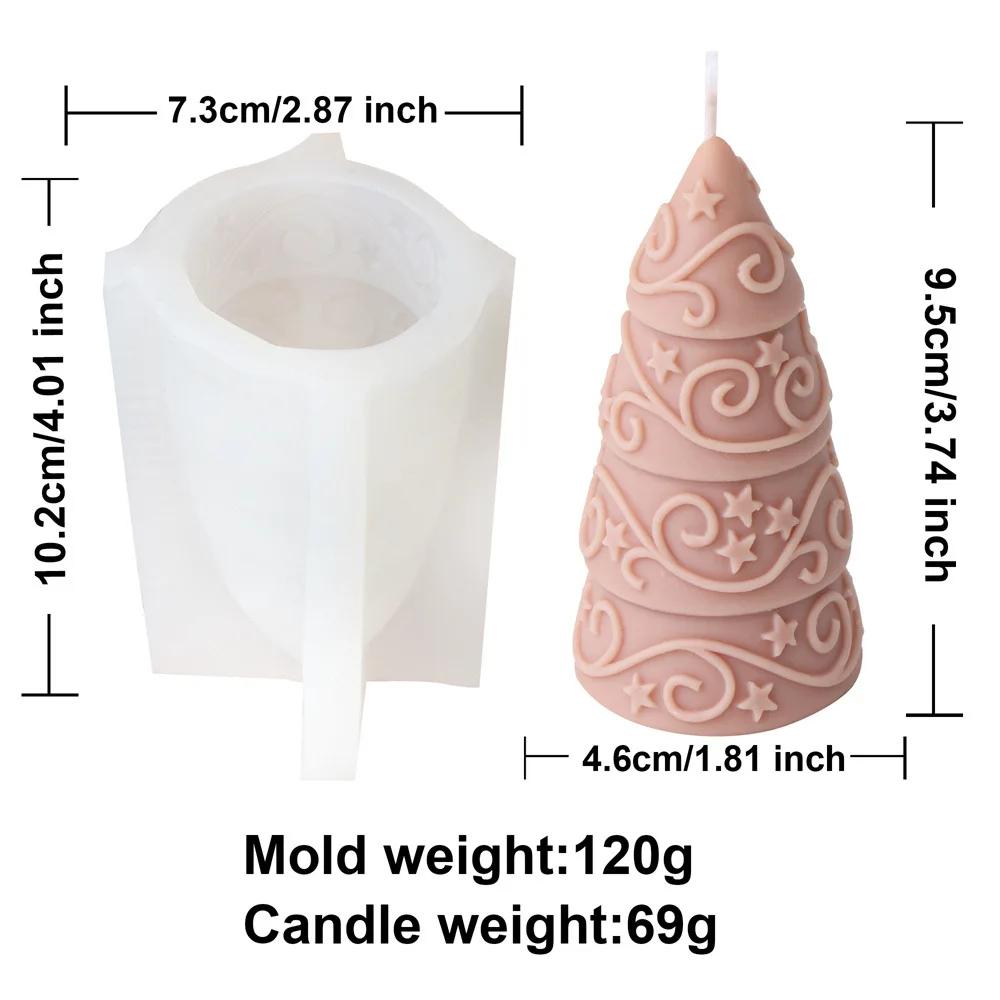 2025 Christmas tree candle silicone mold embossed pattern cone Christmas tree mould Christmas gift lace Santa tree resin molds