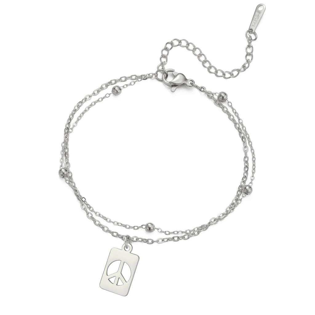 LIKGREAT Friedenszeichen Armband für Damen Herren Edelstahl Verstellbar Friedenssymbol Charm Armband Mode Hip Hop Schmuck Geschenk