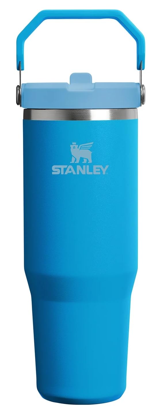 

СТЭНЛИ Тамблер с откидной соломинкой 30 унций 887 мл Вакуумный тамблер из нержавеющей стали Бутылка для воды 12043 ЛАЗУРНЫЙ(207)