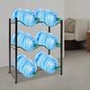 3-Tier Black Water Bottle Rack – 5 Gallon Water Jug Holder – Sturdy Steel Floor Standing Organizer W/ 6 Slots for Home & Office
