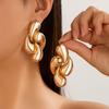 Street shots ins geometric metal earrings earrings design glossy surface comma water drop stud earrings female