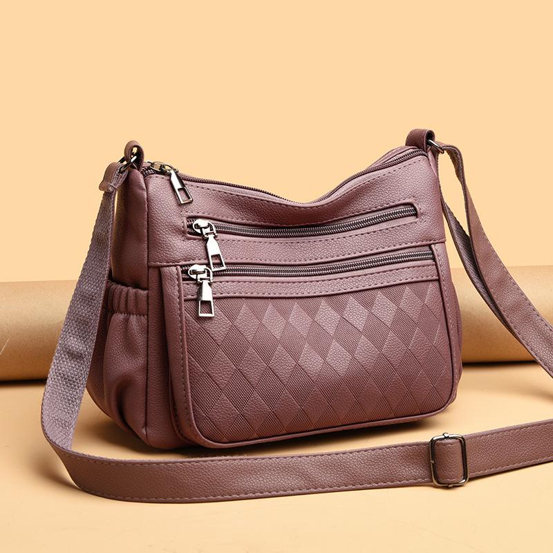 

Fashionable PU Leather Shoulder Bag for Women Large Capacity Multi-Layer Crossbody Bag for Daily Use фіолетовий