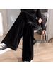 Women's Gold Velvet Wide-Leg Pants - Autumn/Winter 2025 High-Waisted, Plus Size, Elegant Drape Style