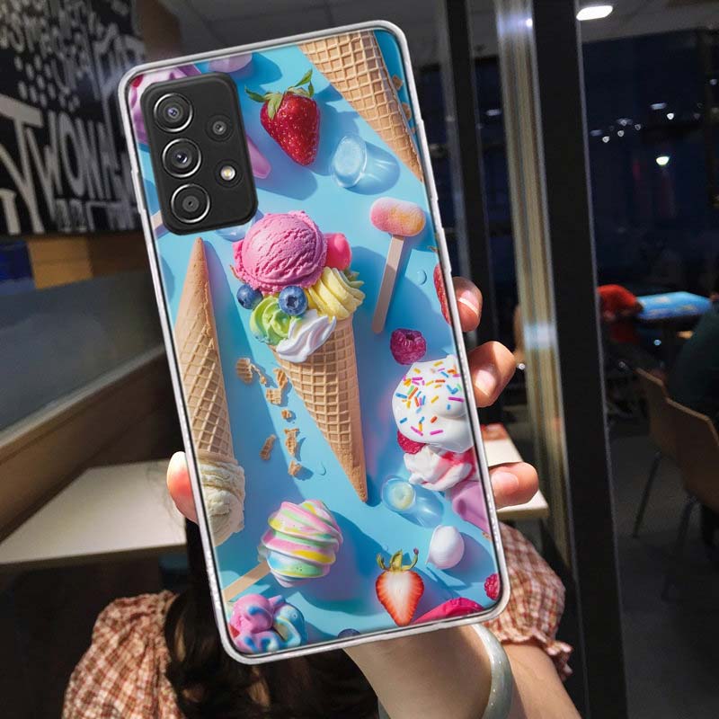Colorful Ice Cream and Popsicles Phone Case for Samsung A54 A57 A37 A17 A14 A15 A12 A24 A34 A55 A35 A25 A52S A07 A05S A04S A22 A