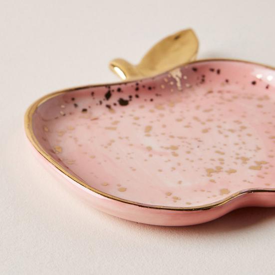 Ceramic Watermelon Apples Shape Earrings Necklace Jewelry Storage Dish Plate