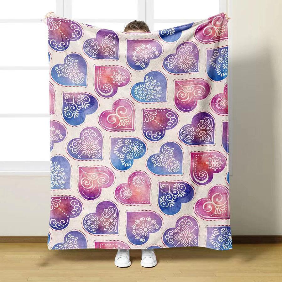 Cute cartoon cat digital-printed polyester Bedroom velvet flannel cover blanket Fleece soft sofa cover blankets for beds