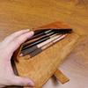 Korean Style Vintage Vegetable Tanned Leather Long Wallet Pencil Case Large Capacity Multi-Purpose Stationery Eyeglass Holder
