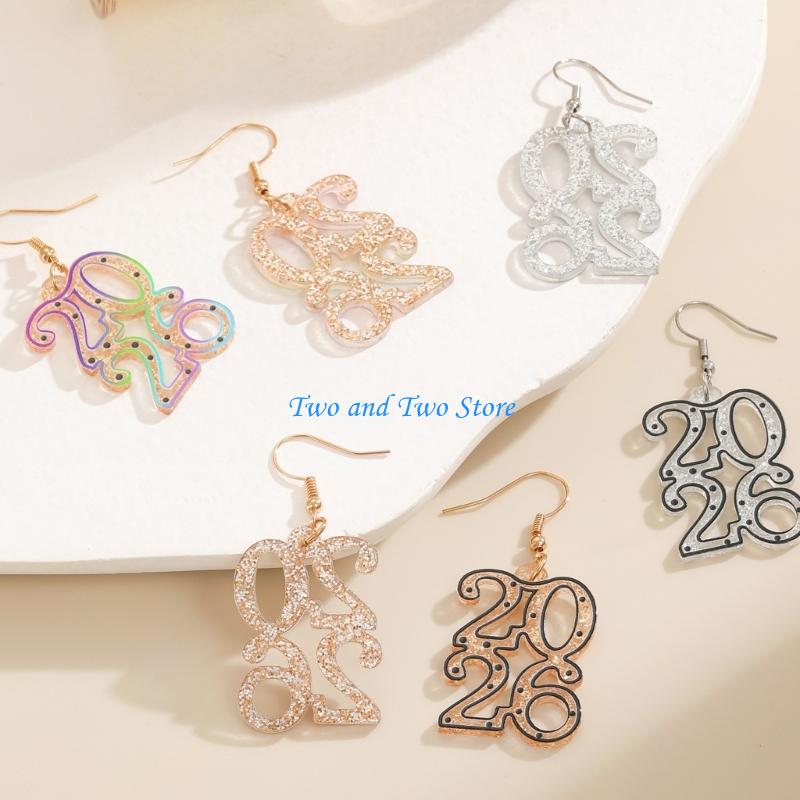 HX6F Creative 2026 Theme Earrings Acrylic Texture Geometric Earrings Ear Jewelry Suitable for Elegant Women Daily Wear