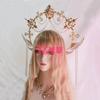 Halo Headwear Gothic Style Lolita Angel Wings Goddess Sun Virgin Mary Spiked Pearl Pendant Golden KC Halo Crown Hair Accessories