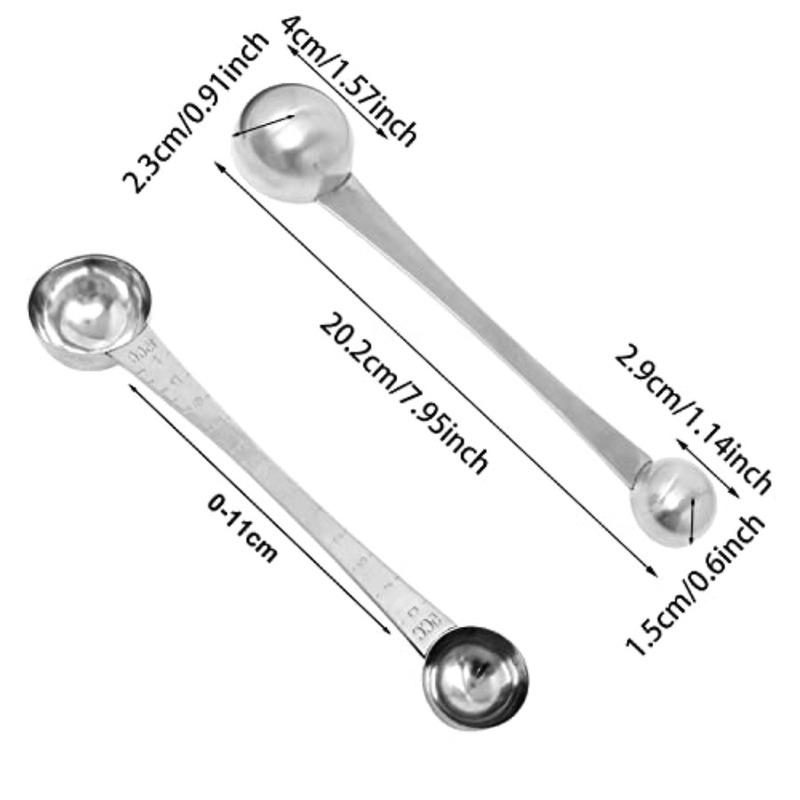 1PCS Stainless Steel Double Head Coffee Measuring Scoop Spoon 1 Tsp 5ml and 1 Tbsp (15ml) Dual-Measure Long-Handle Spoon with
