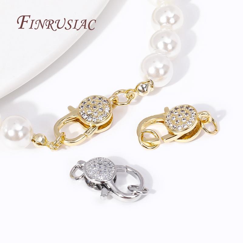 Fermoirs mousqueton en laiton plaqué or 18 carats Cœur/Ronds avec Anneau Ouvert, Fermoirs Incrustés de Zircon pour Bracelets Connecteurs Fermoirs Bijoux DIY