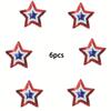 6pcs Red White Blue 3 Color 5 Star Sequin Sew Iron On Label Embroidered Patches Appliques Sequin Five-pointed Star Patch