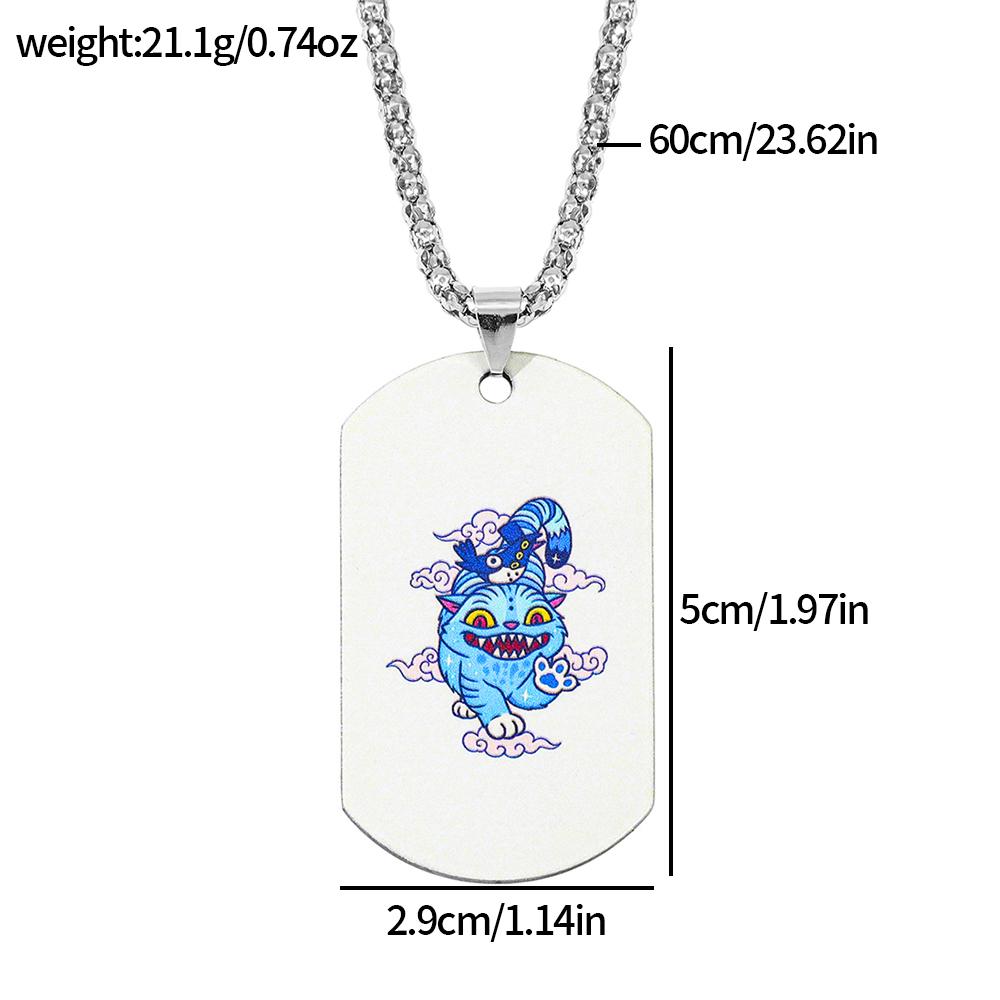 1pc KPop Demon Hunters Rumi Mira Zoey Blue Tiger Stainless Steel Pendant Necklace Unisex Fashion Chain Jewelry Fans Gift
