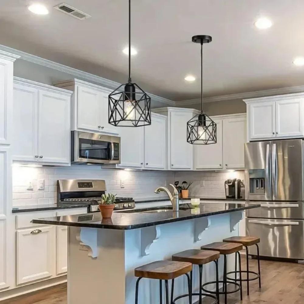 1/3 Heads Minimalist Black Pendant Ceiling Light Industry Hanging Lampshade Bedroom Kitchen Living Room Balcony Decor Lighting