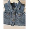 A Cute Two-Piece Set for Girls Featuring A Denim Vest and A Pleated Skirt  for Outdoor