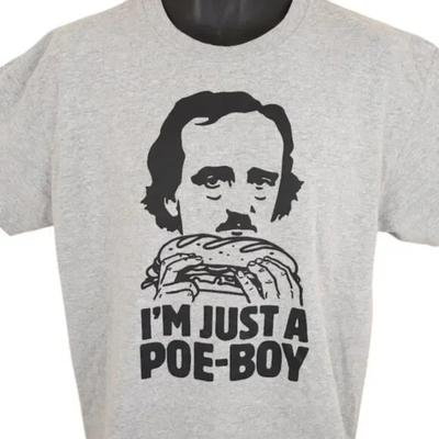 Edgar Allan Poe T Shirt Mens Size Large Gray Writer Poet Pun Funny Joke Humor Unisex T-Shirt
