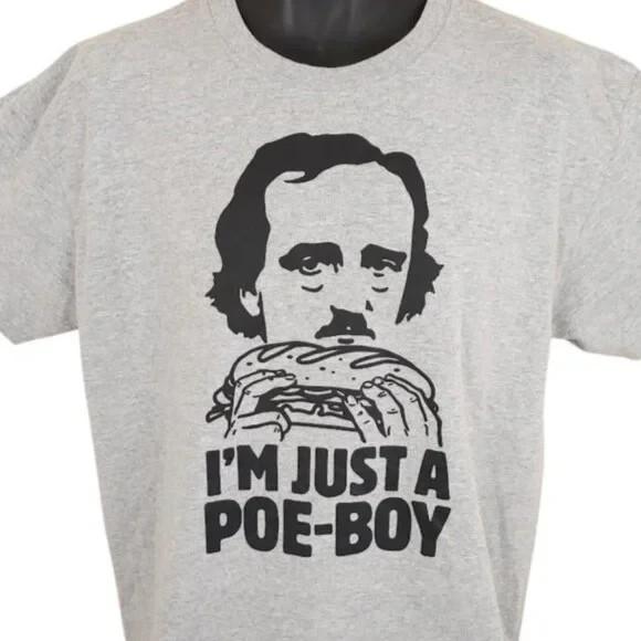 

Edgar Allan Poe T Shirt Mens Size Large Gray Writer Poet Pun Funny Joke Humor Unisex T-Shirt XL