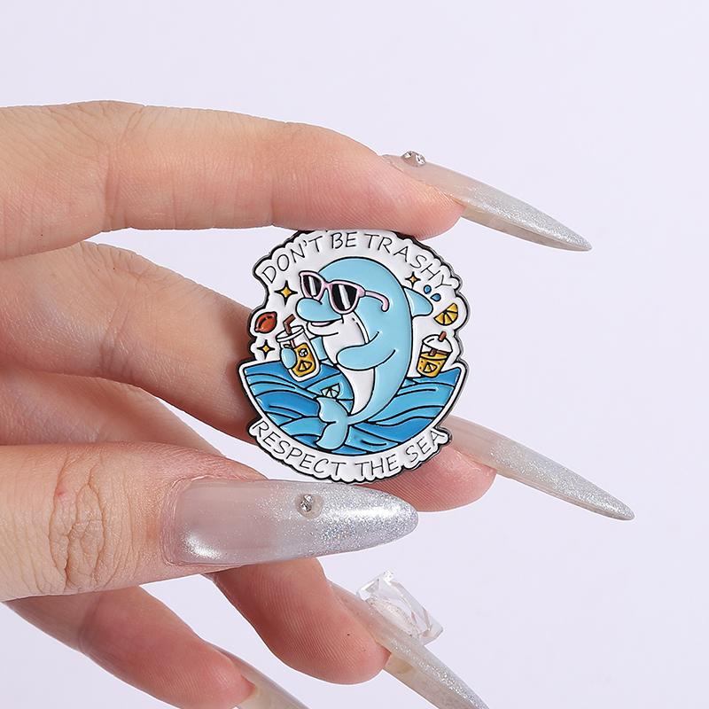 Mentally I'm Here Enamel Pins Funny Quote Ride The Wave Tropical Dolphin Beach Brooches Lapel Badge Jewelry Gifts for Friends
