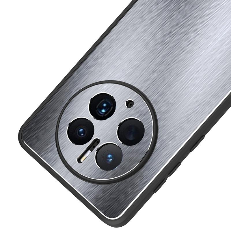 

For Huawei Mate 50 Pro 4G Phone Case Drop Protection TPU Brushed Aluminium Alloy Phone Back Shell Cover Black