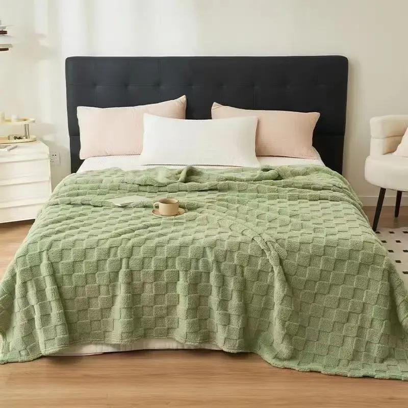 

Постельное белье Вафельное плюшевое многофункциональное одеяло Теплое мягкое одеяло из туфа Подходит для осени и зимы Диван-кровать Декор Чехол Подарки 70x100cm