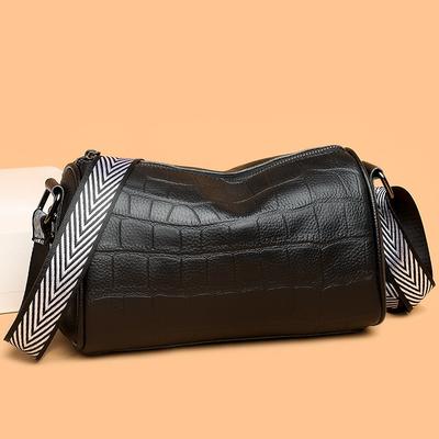 Leather Pillow Bag Women'S Fashion Crocodile Pattern Broadband Messenger Bag Cowhide Shoulder