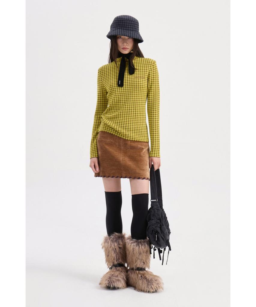 LUCKY CHOUETTE Gingham Check High Neck Knit Pullover (Yellow) Lfwaw25310Yex