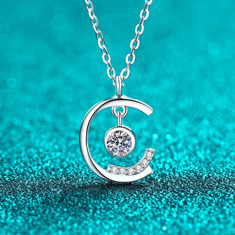 S925 Sterling Silver Moissanite Pendant Necklace - Elegant & Lively Design for Women S925 Silver