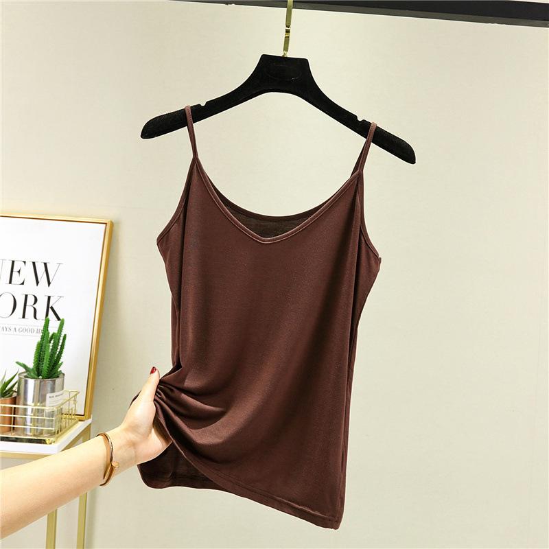 Modal Small Suspender Women's Solid Color V-Neck Sleeveless Slim Bottom Vest Wear Inside Top Shot Can Be Weared Outside