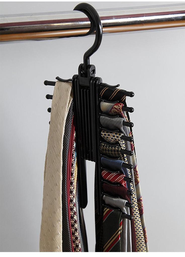 20row Tie Hanger Belt Storage Rack Men's Tie Adjustable Rack Closet Holder Household Organizer Racks