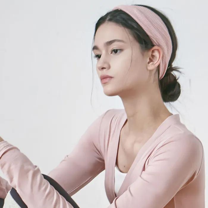 Women's Yoga Wear DEVI-A0003-Salmon Pink Pilates Laura Ribbed Headband